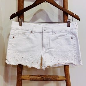 LOFT White Eyelet Demin Shorts